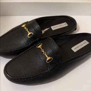 Saks Fifth Avenue Black Loafers with Gold Accent
